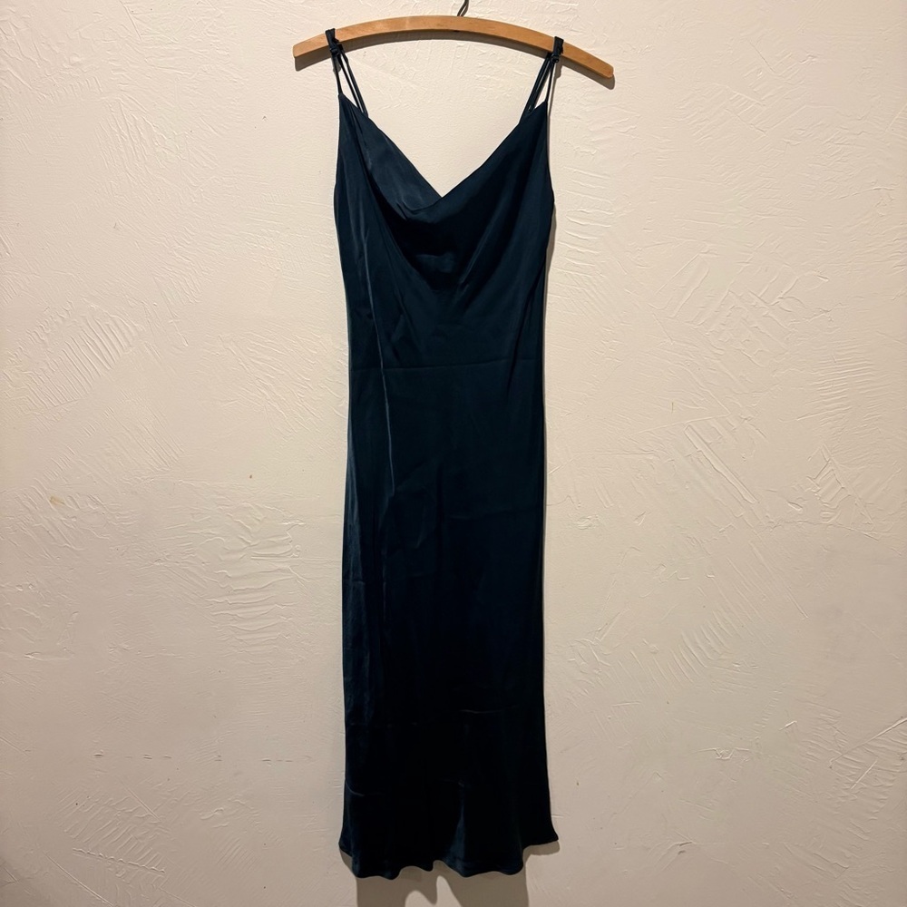 Zara Dark Green Satin Slip Dress